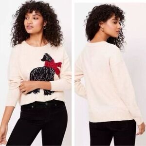 LOFT Cream and Black Crew Neck Sweaters